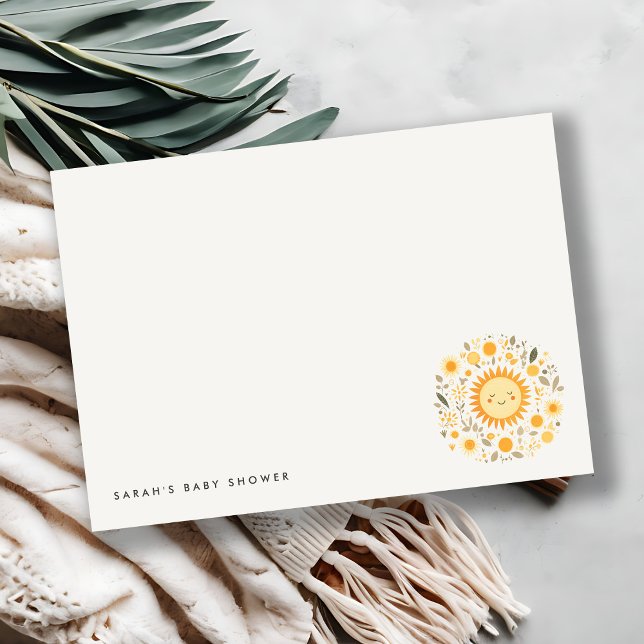 Cute Our Little Sunshine Boho Sun Baby Shower Card (Creator Uploaded)