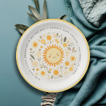 Cute Our Little Sunshine Boho Sun Baby Shower Paper Plate<br><div class="desc">For any further customisation or any other matching items,  please feel free to contact me at yellowfebstudio@gmail.com</div>