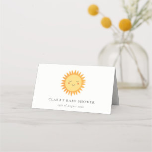 Cute Our Little Sunshine Boho Sun Baby Shower Place Card