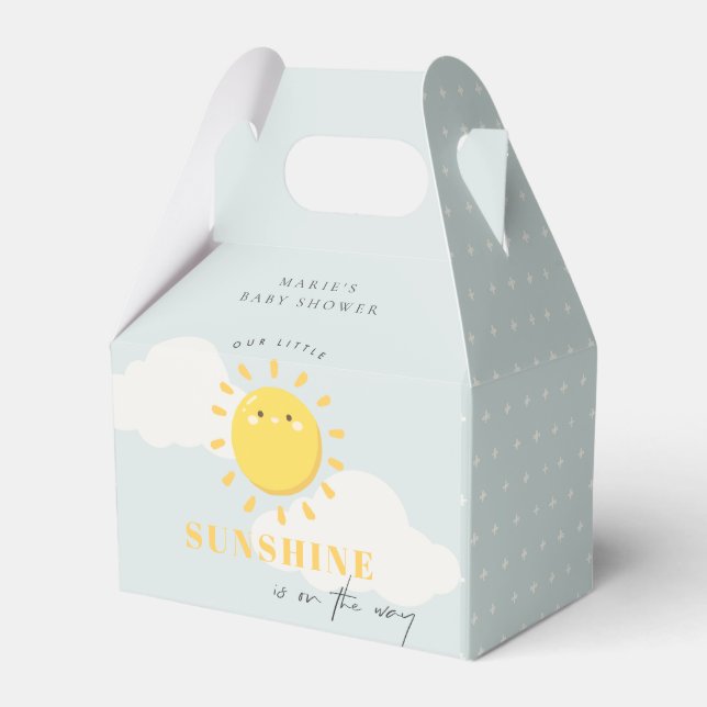 Cute Our Little Sunshine Boy Blue Baby Shower Favour Box (Front Side)