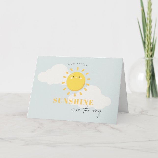 Cute Our Little Sunshine Boy Blue Baby Shower Thank You Card (Front)