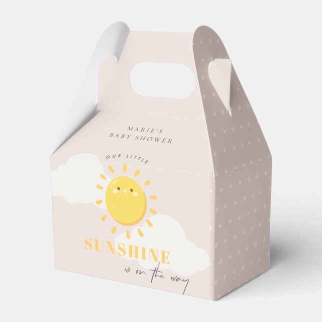 Cute Our Little Sunshine Girl Blush Baby Shower Favour Box (Front Side)