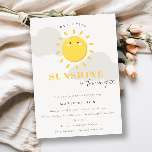 Cute Our Little Sunshine Yellow Any Age Birthday Invitation