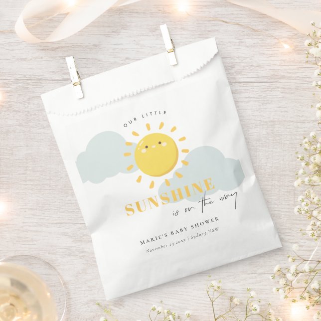 Cute Our Little Sunshine Yellow Baby Shower Favour Bags (Clipped)