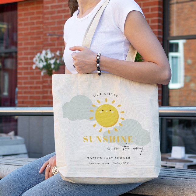 Cute Our Little Sunshine Yellow Baby Shower Tote Bag (Creator Uploaded)