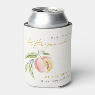 Cute Our Little Sweet Peach Watercolor Birthday Can Cooler