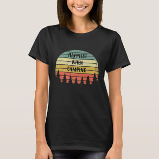 Cute Outdoors Happiest When Camping Retro Forest G T-Shirt