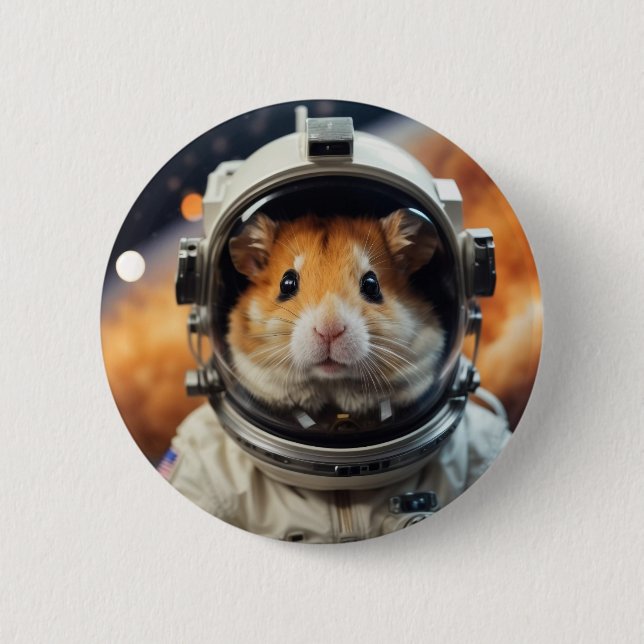 Cute Outer Space Astronaut Hamster  6 Cm Round Badge (Front)