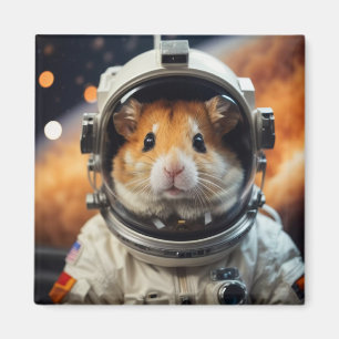 Cute Outer Space Astronaut Hamster Magnet