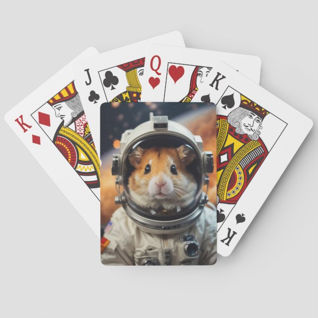Cute Outer Space Astronaut Hamster  Playing Cards (Back)