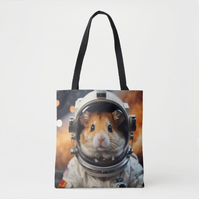 Cute Outer Space Astronaut Hamster  Tote Bag (Front)