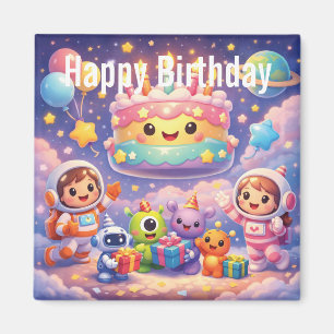 Cute Outer Space Birthday Party with Astronauts Magnet
