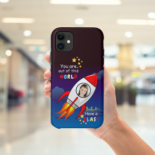 Cute Outer Space Rocket Ship Blast Off Birthday Case-Mate iPhone Case