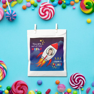 Cute Outer Space Rocket Ship Blast Off Birthday Favour Bags