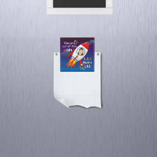 Cute Outer Space Rocket Ship Blast Off Birthday Magnet