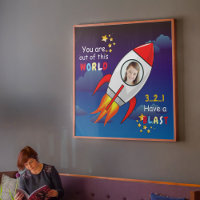 Cute Outer Space Rocket Ship Blast Off Birthday