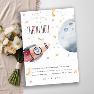 Cute Outer Space Starry Planet Any Age Birthday Thank You Card