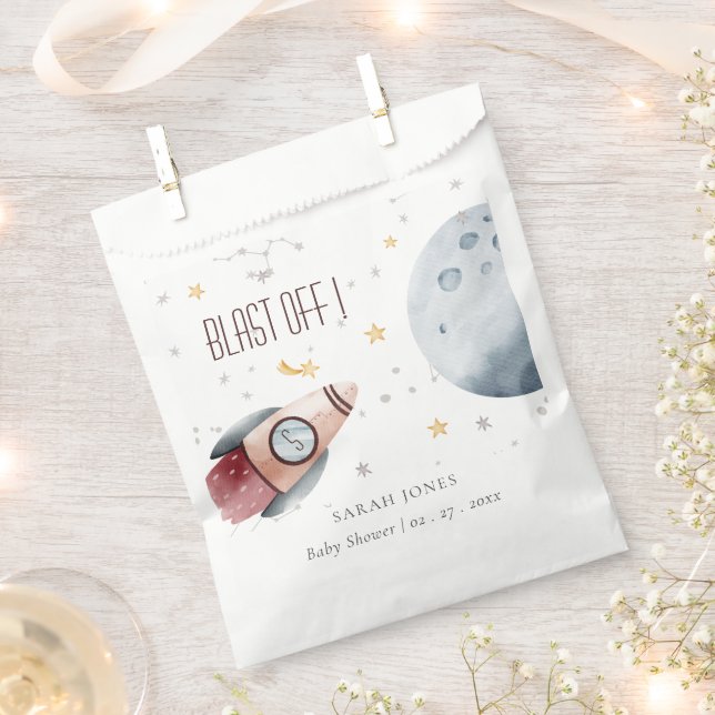 Cute Outer Space Starry Planet Rocket Baby Shower Favour Bags (Clipped)