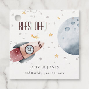 Cute Outer Space Starry Planets Any Age Birthday Favour Tags