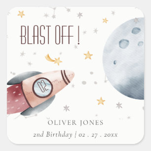 Cute Outer Space Starry Planets Any Age Birthday Square Sticker
