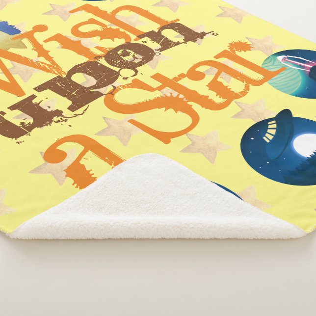 Cute Outerspace Pattern Custom Whish Upon a Star Sherpa Blanket (3/4)