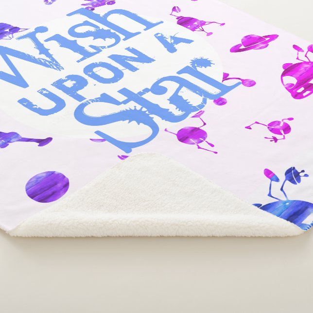 Cute Outerspace Pattern Custom Whish Upon a Star Sherpa Blanket (3/4)