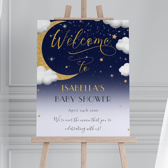 Cute Over the Moon Baby Shower Welcome Poster (Creator Uploaded)