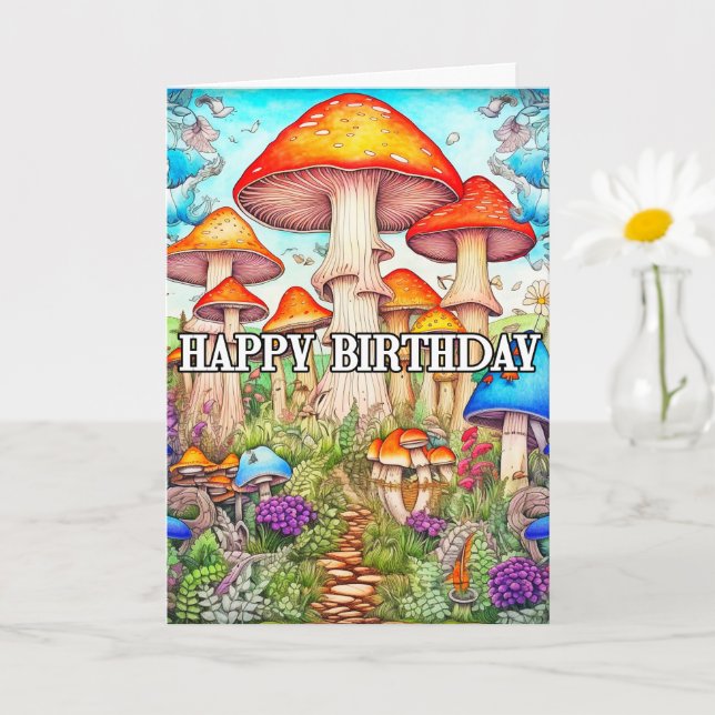 Cute Overgrown Mushroom Forest Illustration Card (Small Plant)