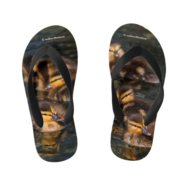 Cute Overload: Mallard Ducklings Kid's Flip Flops (Footbed)