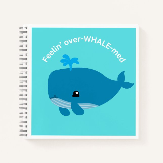 Cute Overwhelmed Whale Notebook (Front)