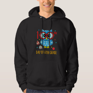 Cute Owl 100th Day Of 8th Grade Funny 100 Days Sma Hoodie