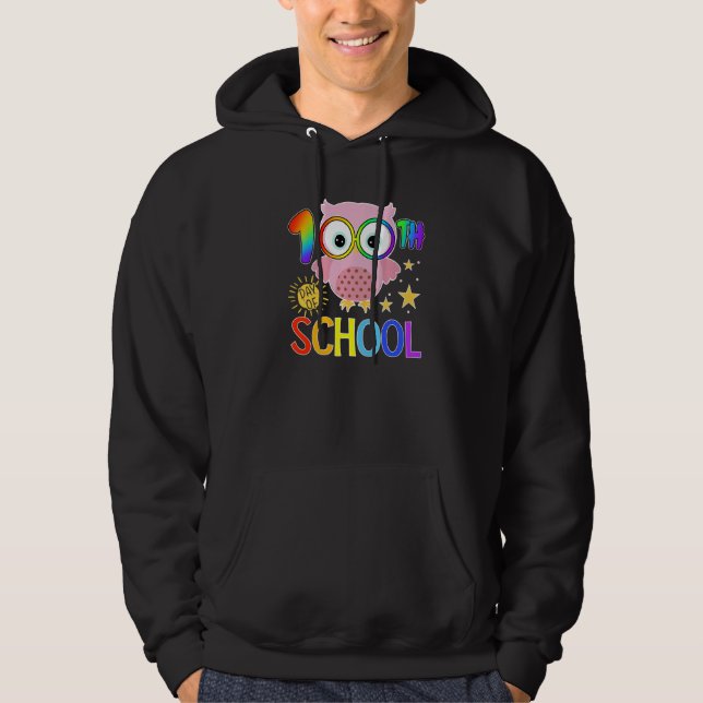 Cute Owl 100th day of School Teacher 100 days Smar Hoodie (Front)