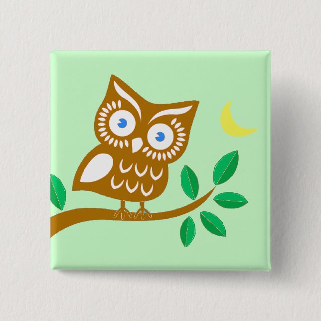 Cute Owl 15 Cm Square Badge (Front)