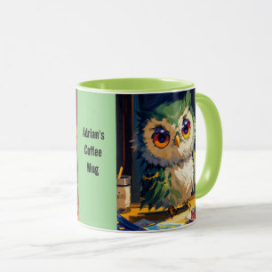 Cute Owl Acrylic and Palette knife strokes Mug