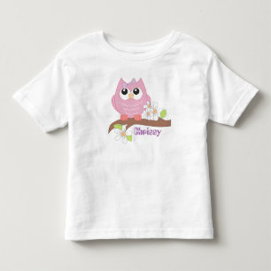 Cute owl add name toddler girls t-shirt