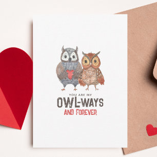 Cute Owl Always and Forever Valentine's Day Card