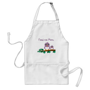 Cute owl and baby on tree standard apron