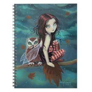 Cute Owl and Fairy Fantasy Art Notebook