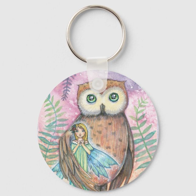 Cute Owl and Fairy Keychain (Front)