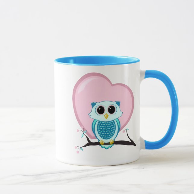 Cute Owl and Heart Template Mug (Right)
