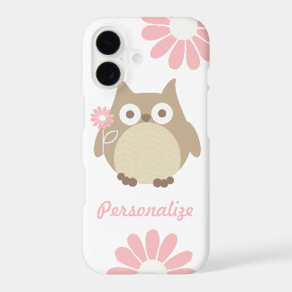 Cute Owl and Pink Flowers Personalised