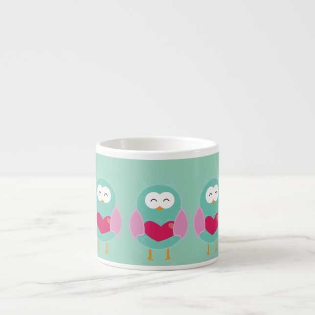 Cute Owl Art Espresso Mug – Gift Idea (Front)