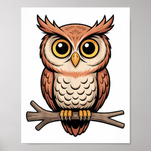 Cute Owl Art For Men Women Kids Barn Owls Bird Owl Poster