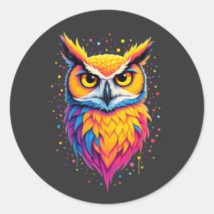 Cute Owl artwork Owl Nocturnal Bird Lover Classic Round Sticker
