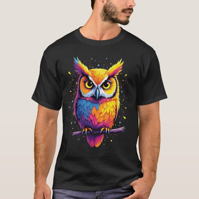 Cute Owl artwork Owl Nocturnal Bird Lover T-Shirt (Front)