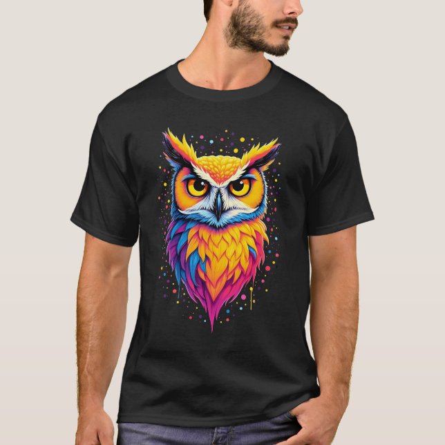Cute Owl artwork Owl Nocturnal Bird Lover T-Shirt (Front)