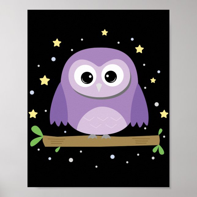 Cute owl at night poster (Front)