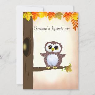 Cute Owl Autumn Season's Greetings Card