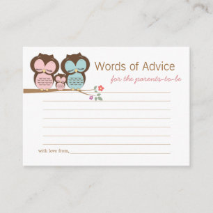 Cute Owl Baby Girl Advice Insert Enclosure