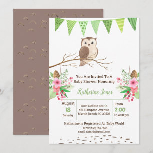 Cute Owl Baby Shower Gender Neutral Invitation